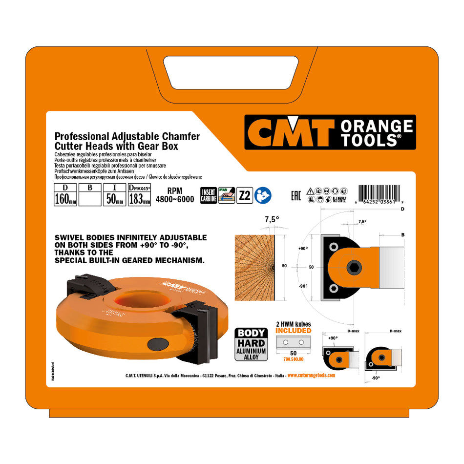 Portes-outils à chanfreiner réglables ± 90° CMT
