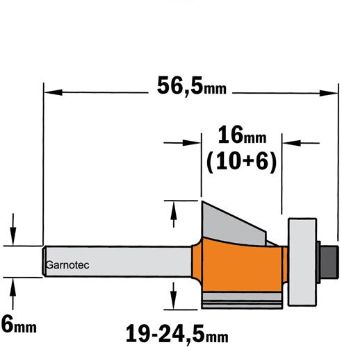 Vlakfrees 0° 25° met lager, HW 707