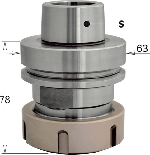 “ER40” HSK F63 precision balanced chucks, (with Orange Chrome® coating), straight nut with bearing 183